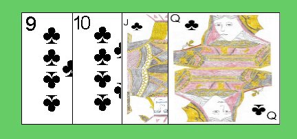 Most same suit cards in sequence wins the Point category Most same suit cards in sequence wins the Point category