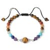 bracelet 7 chakras vraies pierres et oeil de tigre